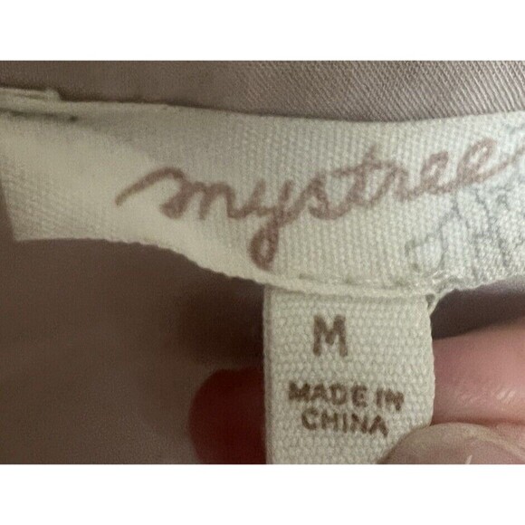 Mystree Blush Pink Tie Dye Rayon Button Down Blouse Size Medium Casual Career - Picture 5 of 7